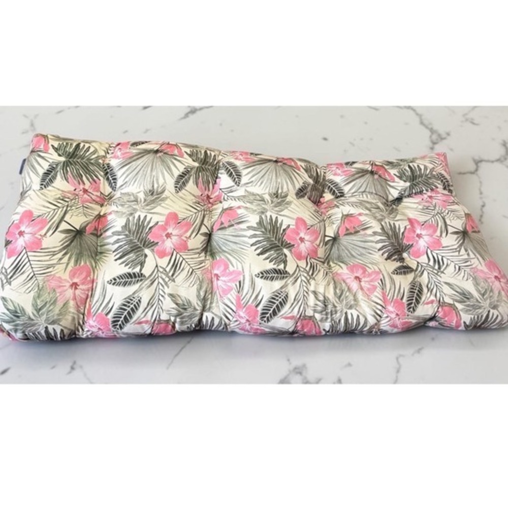 Tommy Bahama Outdoor Bench Cushion Pink Hibiscus Tropical Palm Floral Tufted 44"